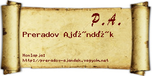 Preradov Ajándék névjegykártya
